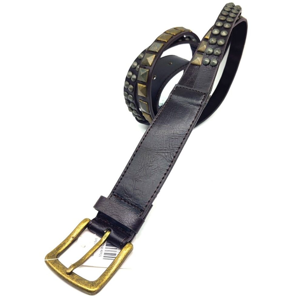 Vintage Y2K Braided 2 Strand Studded Belt S/M Waist Goth Punk Emo Grunge Brown